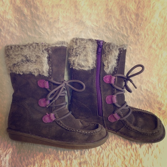 clarks boots kids purple